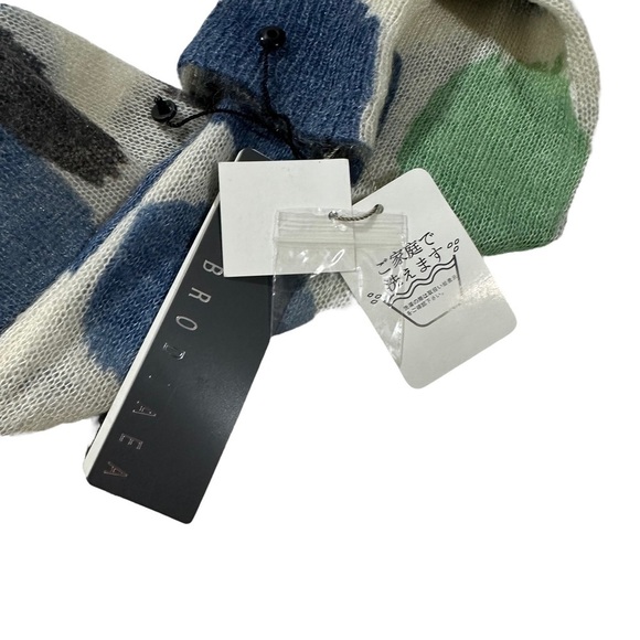 Brodiaea Women Cream & Colorful Smears 7 Button Cardigan Sweater Sz M Mohair NWT - Picture 7 of 13